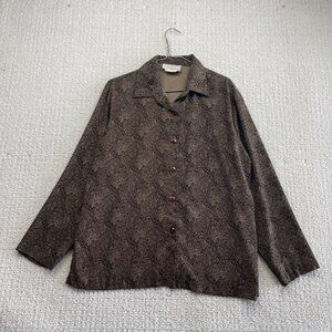 VTG Daniel Laurent Button Up Blouse Long Sleeve Wom L Paisley AOP Canada Made